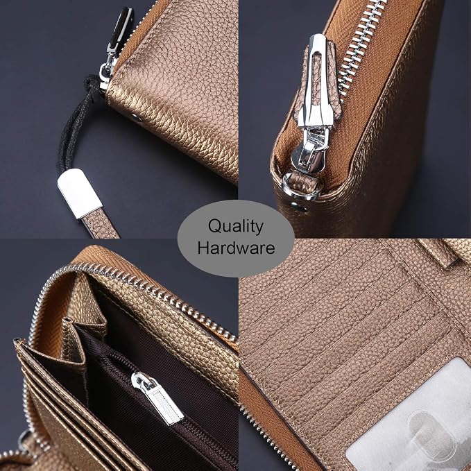 Small Compact Women Wallet RFID Blocking Genuine Leather Bifold Purse with ID Windows - Image 4