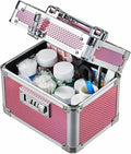 Medicine Lock Box with 3-Digit Combination Lock – Pink Lockable Storage Box for Medication, Small Lock Box for Valuables, 7" Locking Medicine Box, Lock Box for Home Travel Dorm by AdazzoRollingMakeupCase