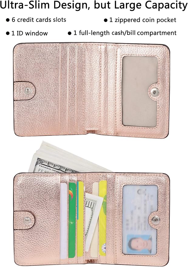 Small Leather Wallet for Women, Ladies Credit Card Holder RFID Blocking Women's Mini Bifold Pocket Purse - Image 2