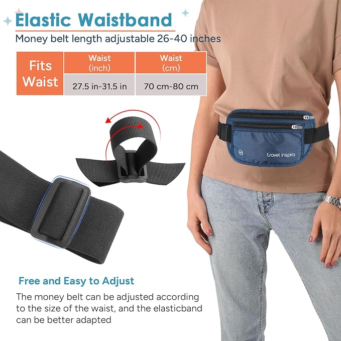 travel inspira RFID Blocking Travel Money Belt with Anti-Thief Zip - Slim Passport Holder and Digital Luggage Scale 110 Pounds, Battery Included - Image 8