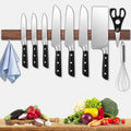 Dmore magnetic knife holder for wall—with 2 hooks, No Drilling 23 Inch walnut knife magnetic strip, Powerful knife magnet rack, include Adhesive Tape and screws for Knives, Utensils, and Tools by Dmorealwaysdomore