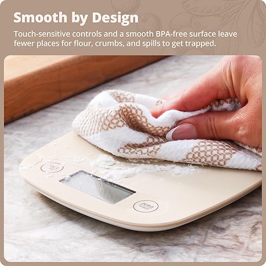 Greater Goods Food Scale, Slim & Compact Build, 1g Precision (Birch White) | Digital Kitchen Scale for Cooking, Meal Prep & Portion Control, Tare, Auto Shut-Off, g/oz/lb/ml Conversion & Calorie Tracking - Image 6