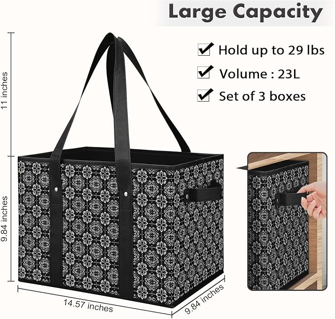 Reusable Grocery Bags 8 Pack, Foldable & Water Resistant Shopping Bags | Large Grocery Tote Bag Water Resistant Shopping Bags Foldable Grocery Bag for Clothes,Shoes and Picnic - Image 3