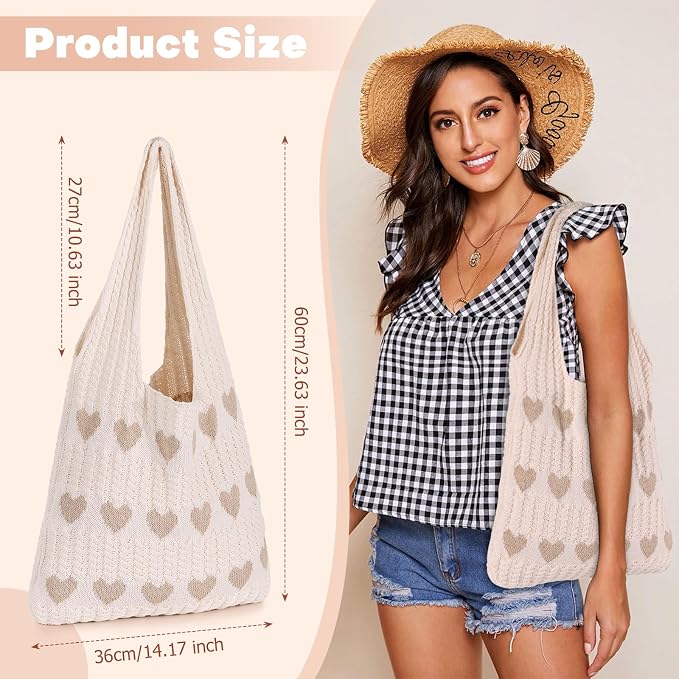 Sightor Crochet Tote Bag, Mesh Beach Bag Knit Summer Hobo Bag for Women | Beach Tote bag Vacation Outfits Aesthetic Boho Bag - Image 2