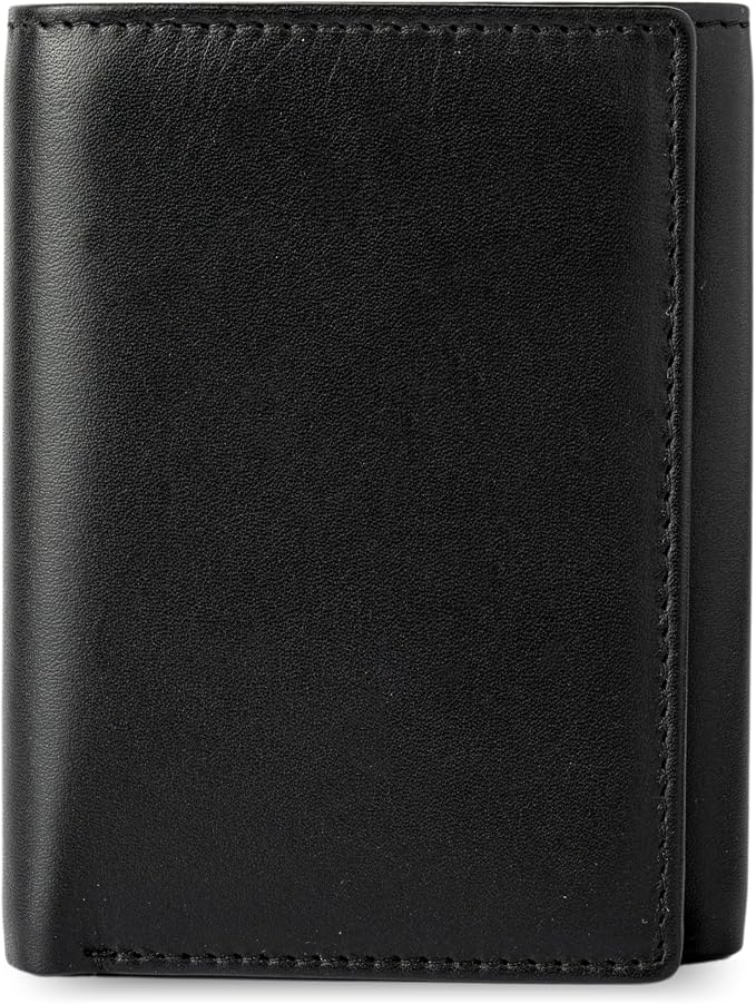 BULL GUARD RFID Leather Trifold Wallets for Men ID Window, Secret Pocket, Black by BullGuard