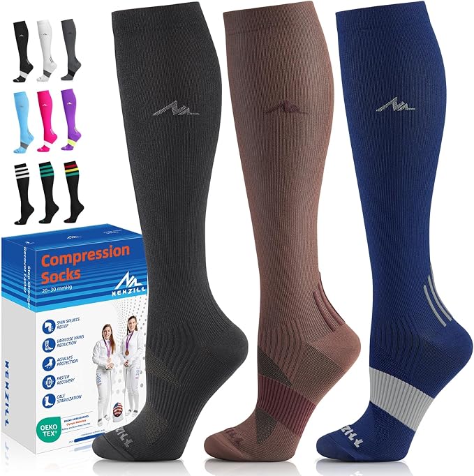 NEWZILL Medical Compression Socks for Women & Men, 20-30 mmHg Knee-High Support for Circulation, All-Day Comfort for Work Travel Running Cycling and Fitness by NEWZILL