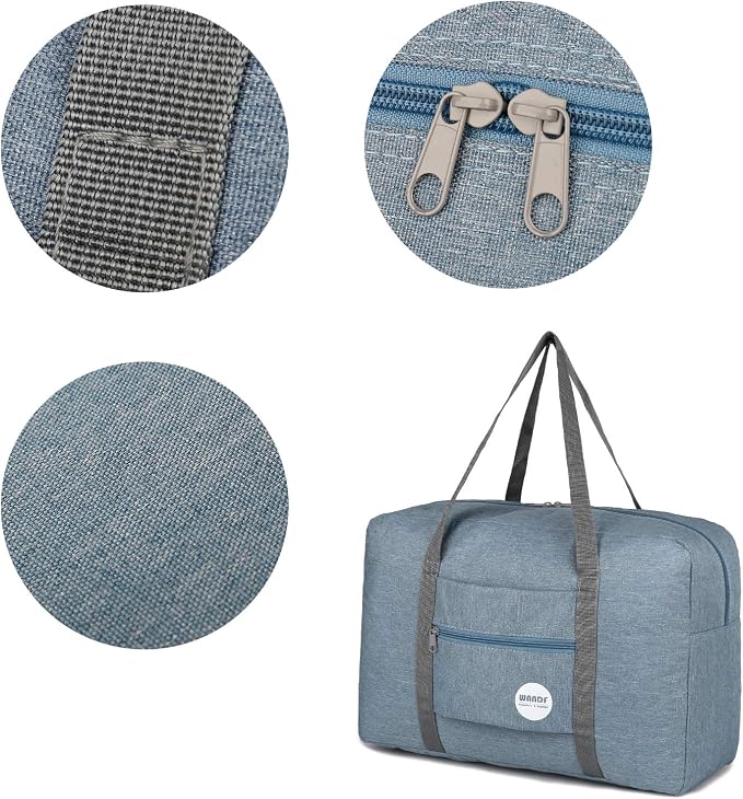 WANDF Personal Item Travel Bag, Carry On Duffle Bag Women | 18x14x8 inches, Airline Underseat Aprroved, Weekend Overnight Trips, Lightweight Packable - Image 6