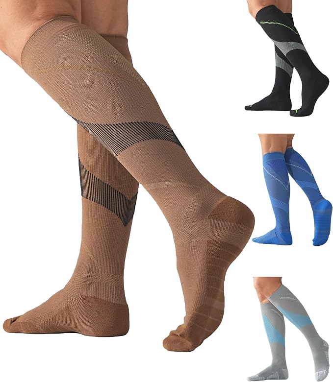 4 Pairs Compression Socks For Women and Men 20-30mmHg Graduated Compression Circulation Support Socks For Travel by Mosithings