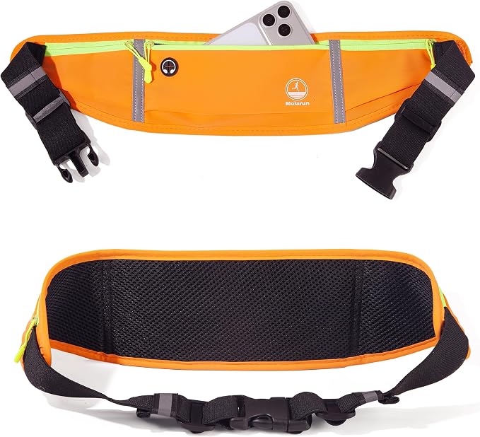 Running Belt Slim Fanny Pack Jogging Pouch Phone Holder Waist Pack - Orange - Image 4