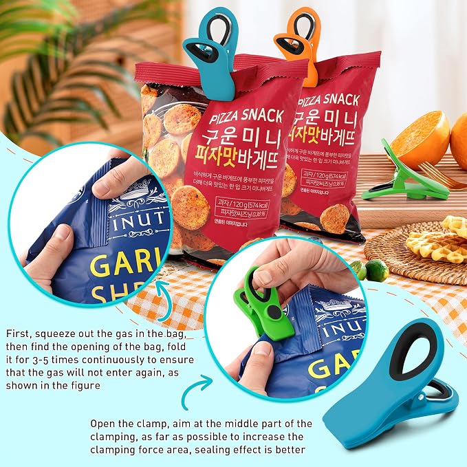 24 Pack Multicolor Chip Clips, Bag Clips for Food Storage | Magnetic Clips Heavy Duty with Airtight Seal Grip, Reusable for Kitchen Food, Snack, Refrigerator, Office, RV Accessories - Image 4
