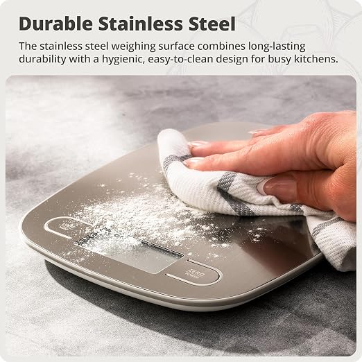 Greater Goods Food Scale, Slim & Compact, 1g Precision (Stainless Steel) | Digital Kitchen Scale for Cooking, Meal Prep & Portion Control, Tare, Auto Shut-Off, g/oz/lb/ml Conversion & Calorie Tracking - Image 6