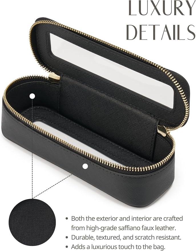 Makeup Brush Travel Case Slim Makeup Bag for Women Clear Cosmetic Bag Cute Makeup Case Black Toiletry Bag for Traveling Transparent Car Makeup Bag Aesthetic Makeup Brush Bag - Image 6