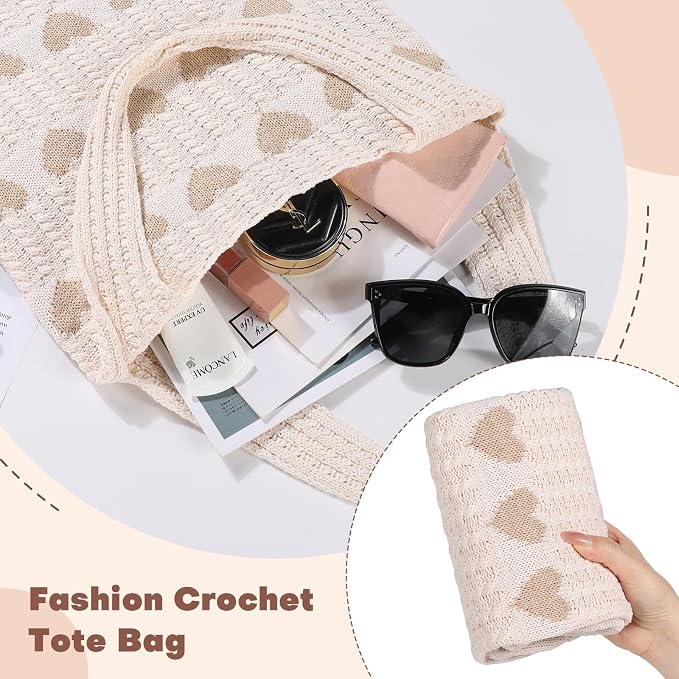 Sightor Crochet Tote Bag, Mesh Beach Bag Knit Summer Hobo Bag for Women | Beach Tote bag Vacation Outfits Aesthetic Boho Bag - Image 6