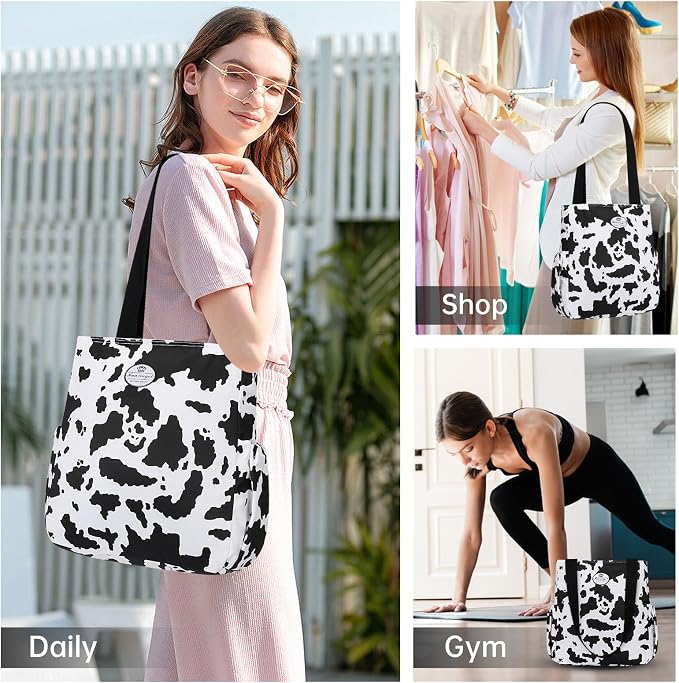 HUA ANGEL Floral Tote Bag - Casual Shoulder Bag Daily Tote Bag with Zipper Gym Travel Shopping Work Handbag for Women - Image 2