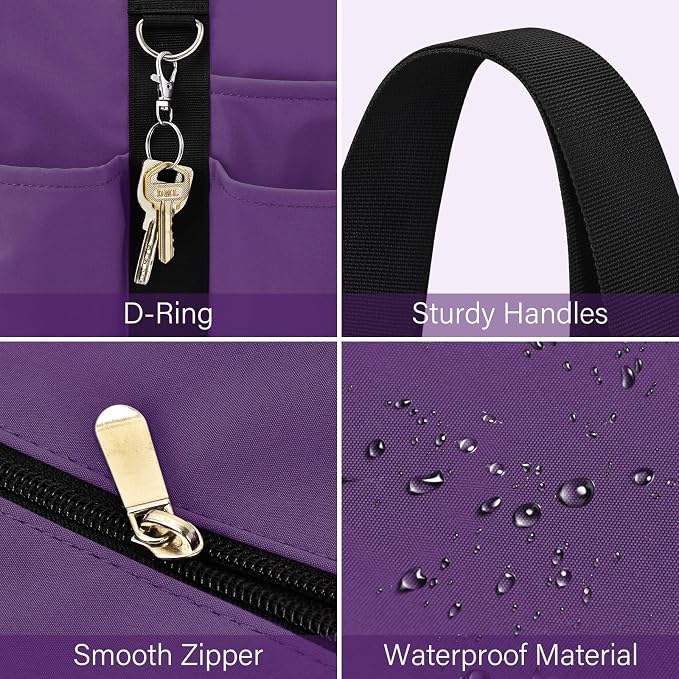 Becokan Large Tote Bag for Women Waterproof with 12 Pockets Top Zipper Closure Utility Teacher Nurse Bags for Work School - Image 4