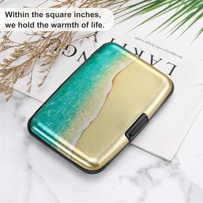 Mini RFID Aluminum Wallet Credit Cards Holder Business Card Case Metal ID Case for Men Women（Beach - Image 6