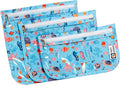 HIONXMGA Set of 3 Clear Travel Toiletry Bag, TSA Approved, Quart Size S/M/L | Clear Front Zipper Pouches Waterproof Cosmetics Bags for Women Kids Toiletries Baby Essentials Well-Organized Carry, Marine by HIONXMGA