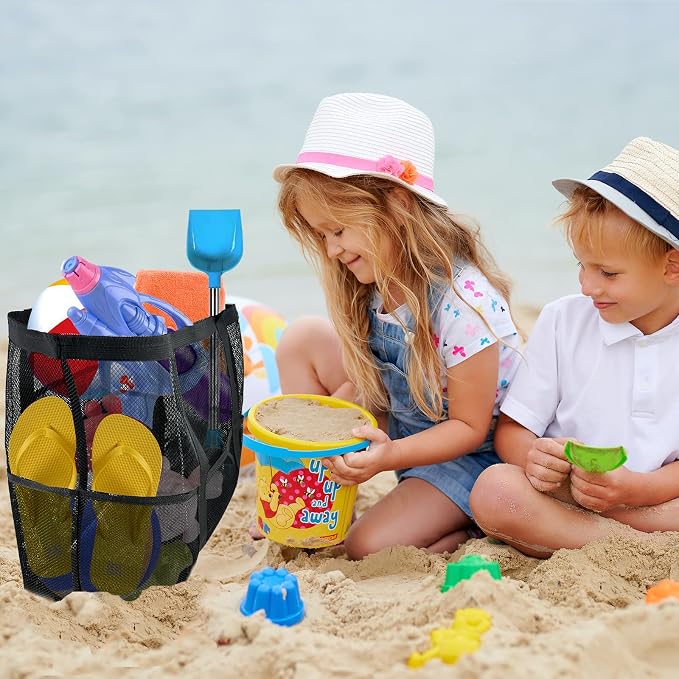 Large Mesh Beach Bag - Lightweight & Foldable Family Beach Bag with 9 Pockets for Toys, Towels & Vacation Essentials - Image 3