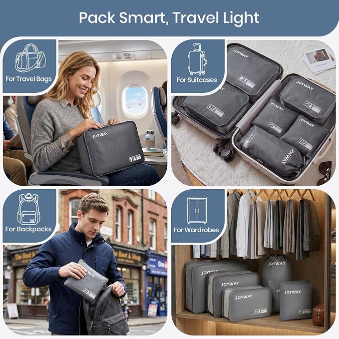 Joyway 6 Set Packing Cubes for Travel, Lightweight Luggage Organizer Bags for Suitcases, Travel Essentials Clothes Storage Bags for Carry On, Backpack, Vacation and Business Trips - Image 2