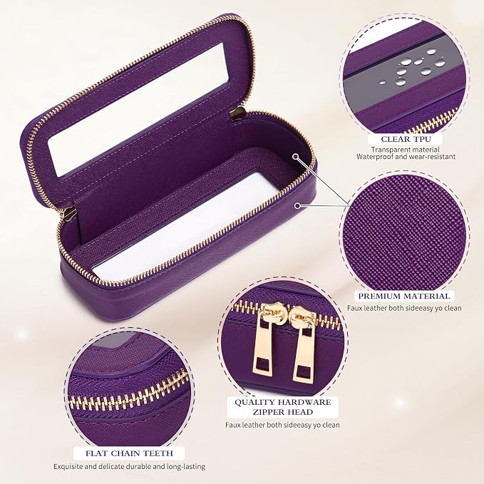 Pinkmik Makeup Brush Case, D.Purple, Slim | Clear Travel Cosmetic & Toiletry Bag, Purse Organizer, Car Essential Bag, For Women - Image 6