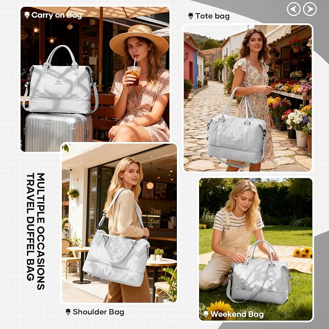 Travel Duffel Bag, Sports Tote Gym Bag, Shoulder Weekender Overnight Bag for Women - Image 8