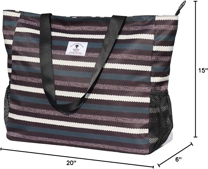 ESVAN LARGE BEACH BAG Water Resistant Lightweight 20 inch Women Oversize Tote Bag for Gym Beach Travel Pool Yoga Nurse - Image 10