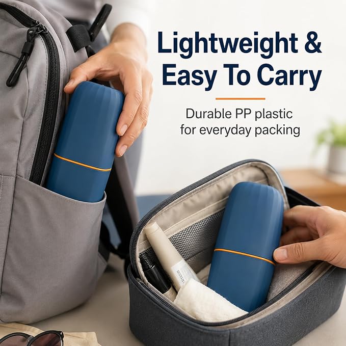 Toothbrush Travel Case, 2 in 1 Holder and Rinse Cup with Cover | 7.87 - Image 7