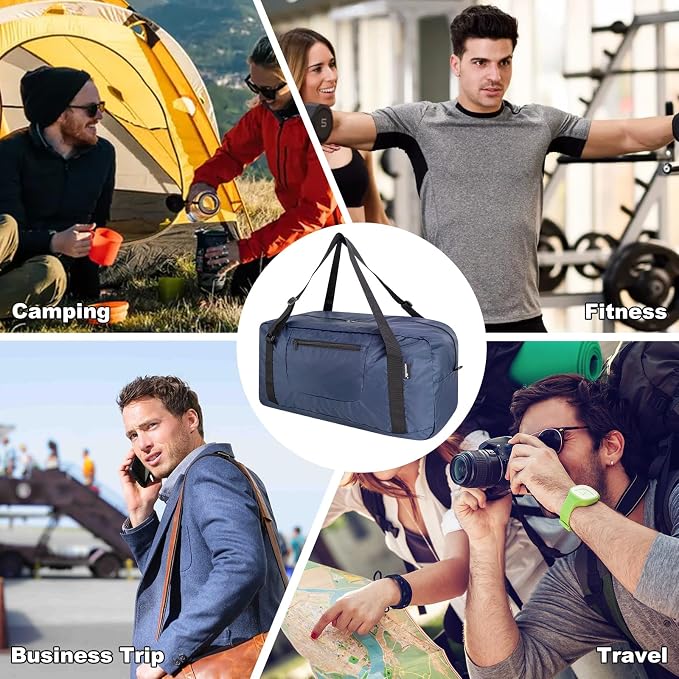 HOLYLUCK Foldable Travel Duffel Bag Luggage Great for Gym -55L, Navy Blue - Image 5