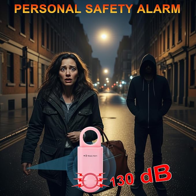2 Pack Personal Safety Alarm Replaceable Battery | Ultra-Lightweight (0.8 oz) Keychain Siren for Women, Student, Children, Night Runner. SOS Emergency 130db Loud Hiking Alert Bulky-Free. Pink - Image 2
