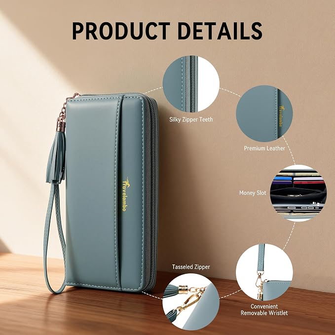 Travelambo Wristlet Wallet Women RFID Bifold Large Capacity Clutch Purse | Tassel, Zipper Coin Pocket, Card Holder Wallet, Gifts for Women - Image 6