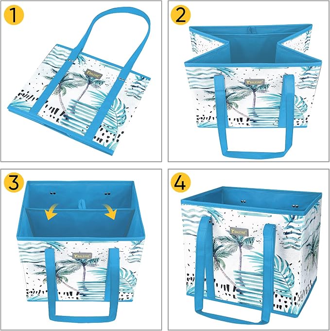 BALEINE 6PK Reusable Grocery Bags, Heavy Duty Shopping Tote Bag | 12'' Long Handles, Reinforced Bottom Keeps Upright, Fold Flat Storage, Water-Resistant Shopping Bag, Multiple Color Options - Image 7