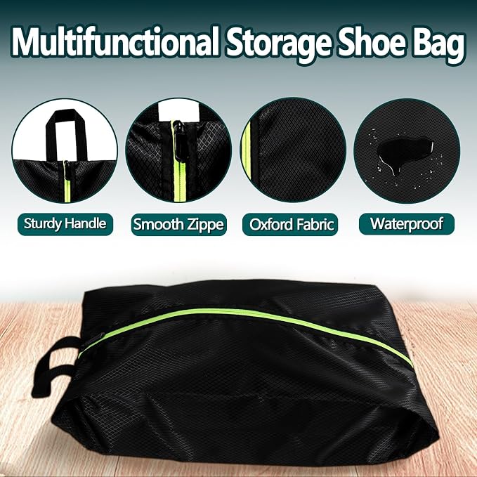 Shoe Bags for Travel - Set of 3 Pack Large Capacity Oxford Fabric Shoe Bags, Multi-Functional Dust-Proof and Waterproof Men & Women Travel Shoe Bag(Black) | Waterproof dustproof design, fits men women shoes up to size 14, gym trips closet storage, dura... - Image 3