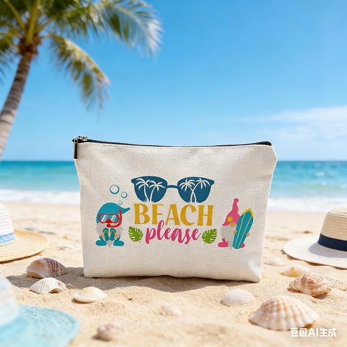 ZUYUROU Beach Makeup Bag for Women, Funny Travel Cosmetic Pouch, Beach Please Zipper Bag, Summer Vacation Gift, Tropical Aesthetic Bag for Girls, Best Escape Anyone Can Have Travel Organizer - Image 5