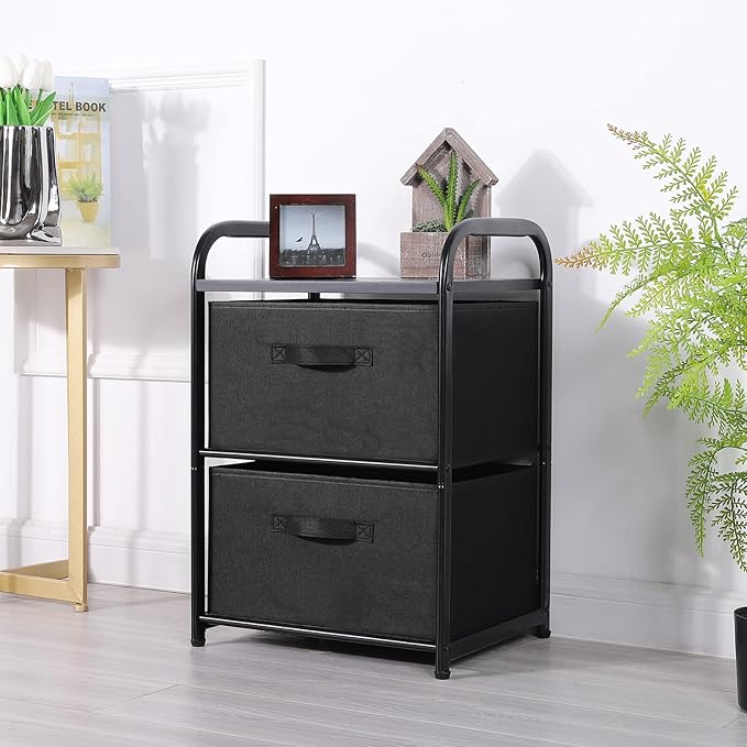 MAX Houser Dresser for Bedroom with 2 Drawers, Wide Chest of Drawers, Fabric Dresser, Storage Organizer Unit with Fabric Bins for Closet, Living Room, Hallway, Nursery,Black | Wide Chest of Drawers, Fabric Dresser, Storage Organizer Unit with Fabric Bi... - Image 6