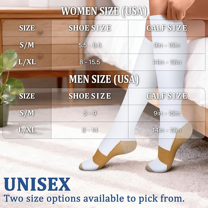 FEYHAY Copper Compression Socks (3 Pairs) 15-20 mmHg Circulation is Best Athletic & Daily for Men & Women, Running, Climbing - Image 7