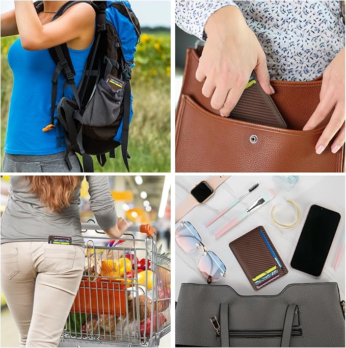 GH GOLD HORSE Slim RFID Blocking Card Holder Minimalist Leather Front Pocket Wallet for Women | Slim - Image 6