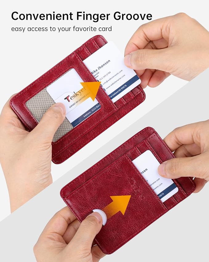 Teskyer Slim Minimalist Wallet for Men, RFID Front Pocket Card Holder | Ultra Slim Front Pocket Design, 8 Card Slots, RFID Protection, Smooth Faux Leather for Everyday Carry - Image 6