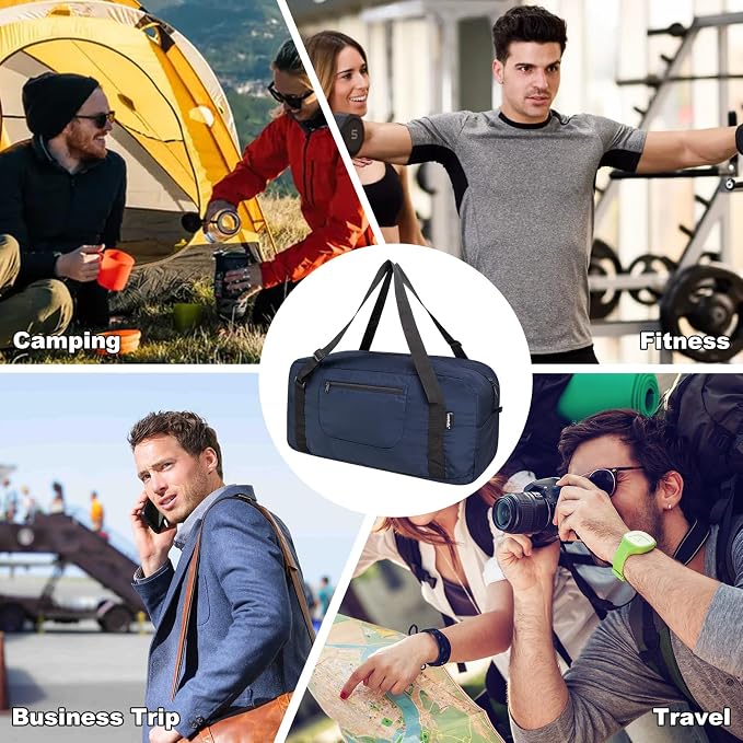 HOLYLUCK Foldable Travel Duffel Bag Luggage Great for Gym - Large Navy Blue - Image 6