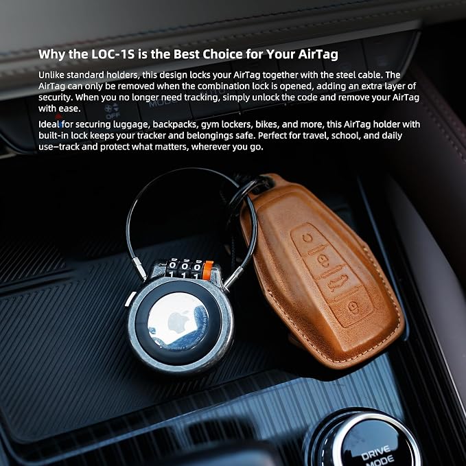 AirTag Holder with Combination Lock, Metal AirTag Lock Case Compatible with Apple Finder, Secure Tracker Tag Case Mount for Luggage, Suitcase, Backpack, Car, Outdoor Travel Gear Tracking - Image 6