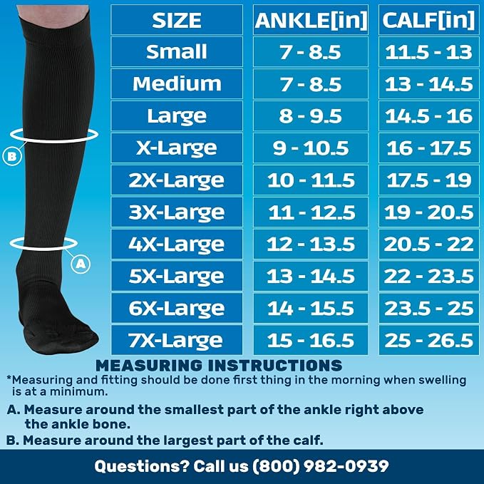 ABSOLUTE SUPPORT Cotton Knee High Compression Hose 20-30mmHg | Made in USA opaque dress socks, men & women, for varicose veins, circulation, swelling, pregnancy, leg pain, travel, A105 - Image 2