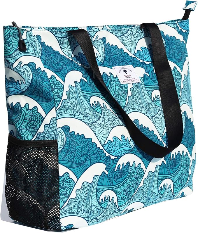 ESVAN LARGE BEACH BAG Water Resistant Lightweight 20 inch Women Oversize Tote Bag for Gym Beach Travel Pool Yoga Nurse - Image 7