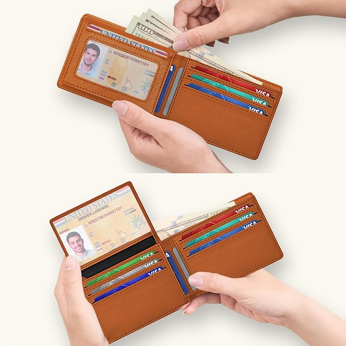 Tipmile Wallet for Men Slim RFID Blocking Credit Card Holder, Minimalist Men Wallets 12 Cards with 2 ID Windows & Cash Slot, Bifold Front Pocket Wallet Gifts for Men - Image 5