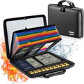 Fireproof Document Box File Organizer: Hard-Shell Case Fireproof Waterproof Box with Lock & 13 Pocket Accordion File Folder - Portable Home Office Travel Safe Storage for Important Documents and Files by Unknown