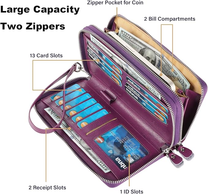 Small Compact Women Wallet RFID Blocking Genuine Leather Bifold Purse with ID Windows - Image 4