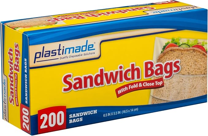 Fold Top Sandwich Bags, 400 Count Clear Plastic Lunch Baggies | Flip flap closure for school snacks, produce & portion control; no zipper design, easy open for kids, work & meal prep - Image 4