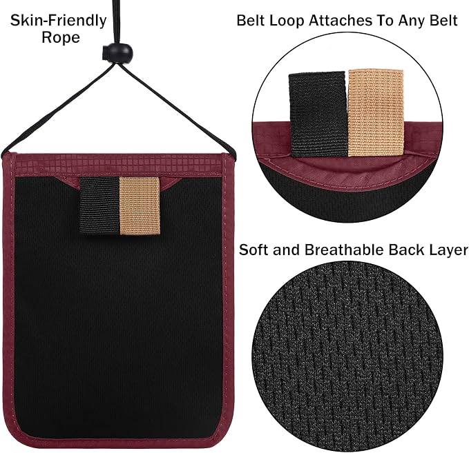 Travel Pouch Neck Wallet Family Passport Holder Organizer Case with RFID Blocking | Family Passport Holder - Image 5