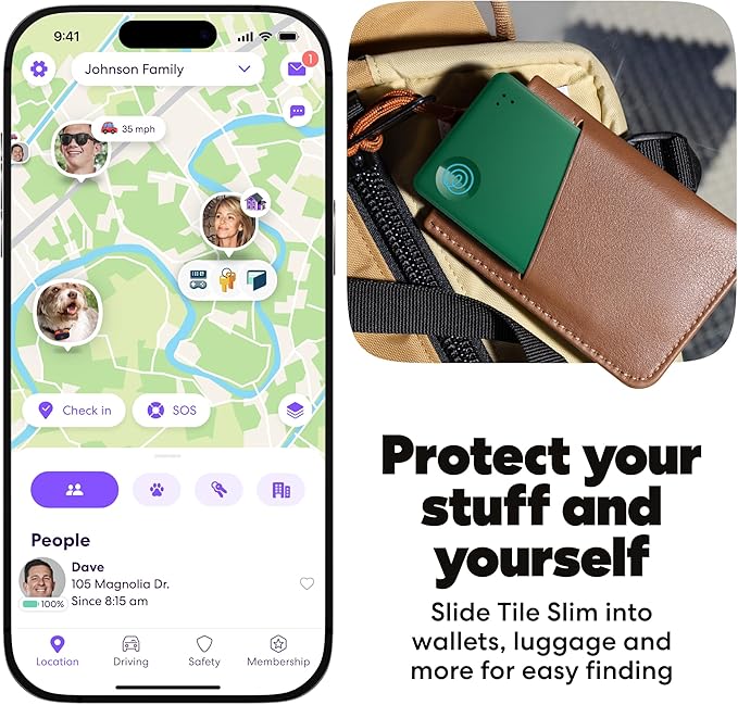 Life360 Tile Slim - Wallet Finder, Bluetooth Tracker and Item Locator for Luggage Tags, Passports and More. Both iOS and Android Compatible. Phone Finder. 1-Pack (Green Surf) - Image 3