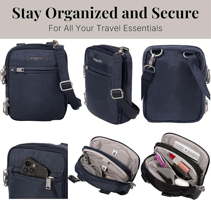 Baggallini Securtex® Anti-theft Mini Everything Crossbody Bag, 6.3"x8.25" Rfid, Locking Zippers & Cut-resistant Strap - Image 5