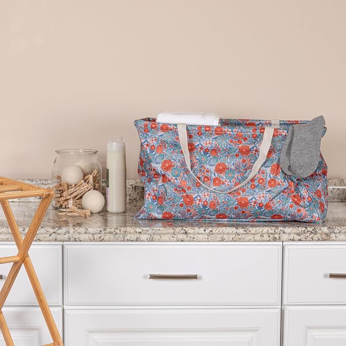 Household Essentials Flower Print Krush Container All-Purpose Utility Tote, Multicolor - Image 9