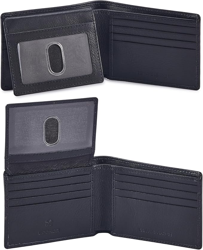 Wallet for Men Slim RFID Blocking Leather Bifold Minimalist 2 ID Windows Gift Box Carteras Para Hombres (NAPA, BLACK) by Cochoa